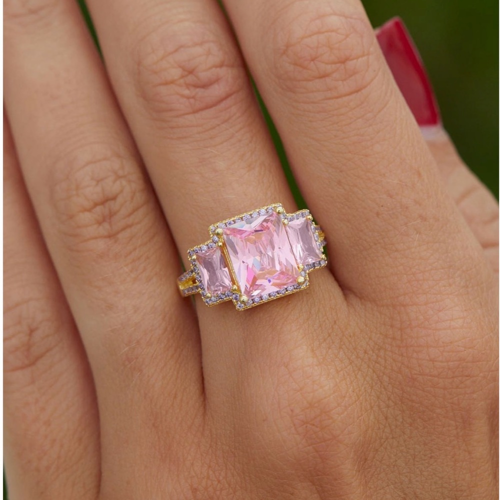 Savvy Cie Jewels Pink and Gold Ring